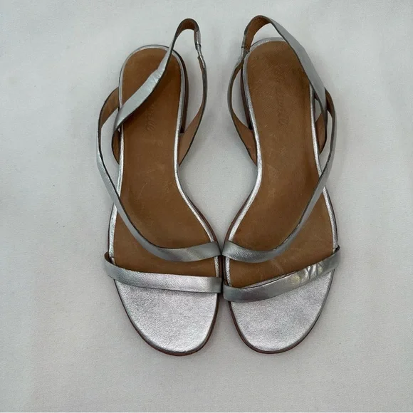 Madewell The Heidi Slingback Sandals in Metallic Silver Sz 9 - Picture 6 of 14